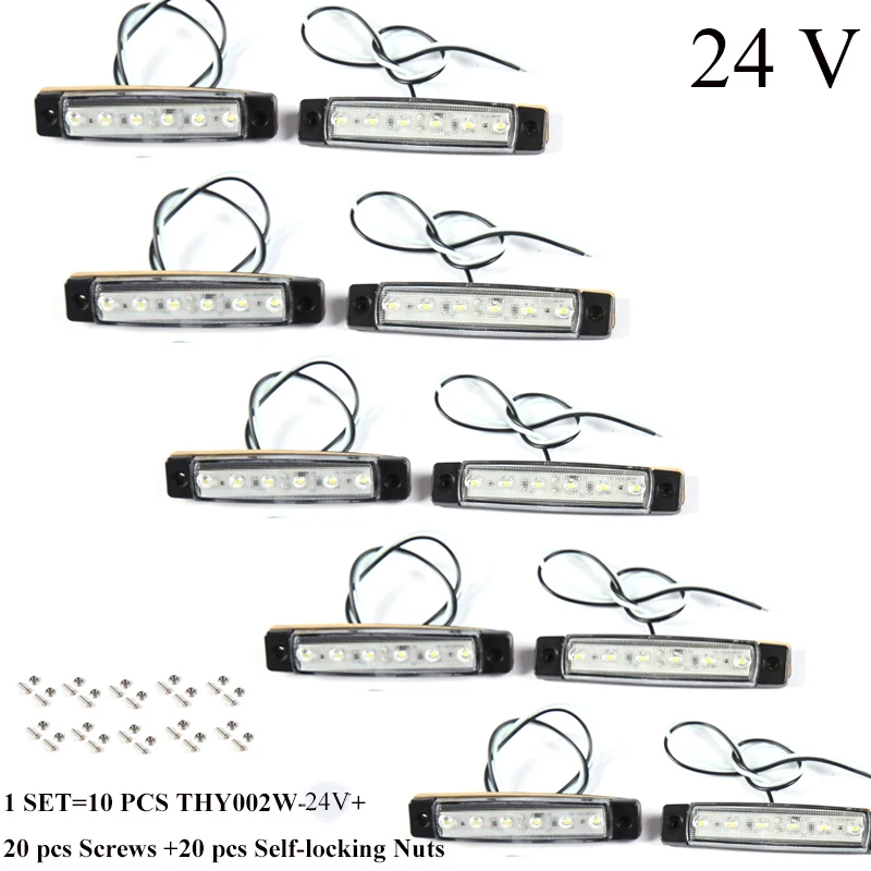 

10 PCS AOHEWEI 24 V LED white front side marker light indicator position lamp with reflector for trailer truck lorry RV