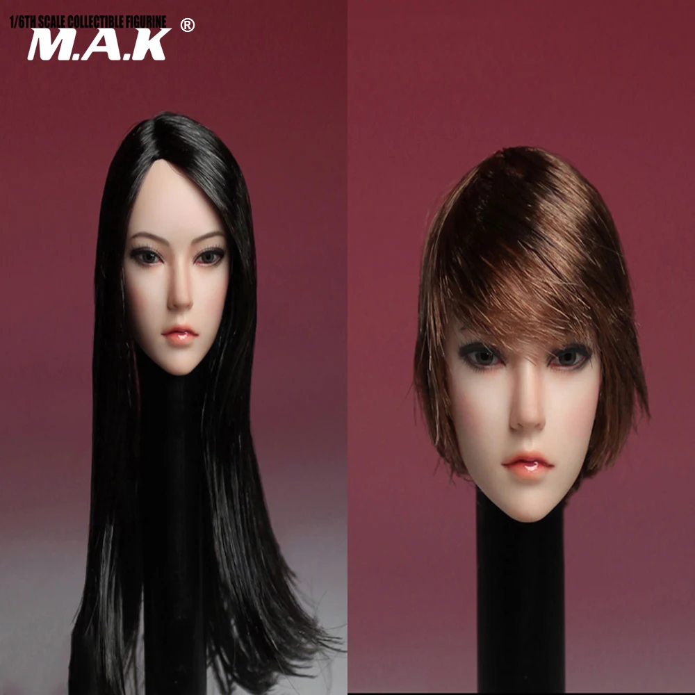 1:6 Scale Asia Female Head Sculpt Black Long Straight/Brown Short Hair Head Carving Model Toy for 12 inches Woman Body Figure 1:6 Scale Asia Female Head Sculpt Black Long Straight/Brown Short Hair Head Carving Model Toy for 12 inches Woman Body Figure