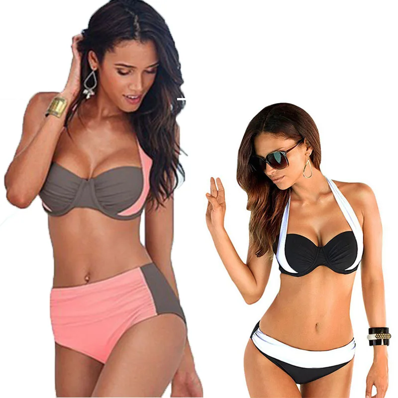 

2018 New Sexy Bikinis Women Swimsuit High Waisted Bathing Suits Swim Halter Push Up Bikini Set Plus Size Swimwear 3XL