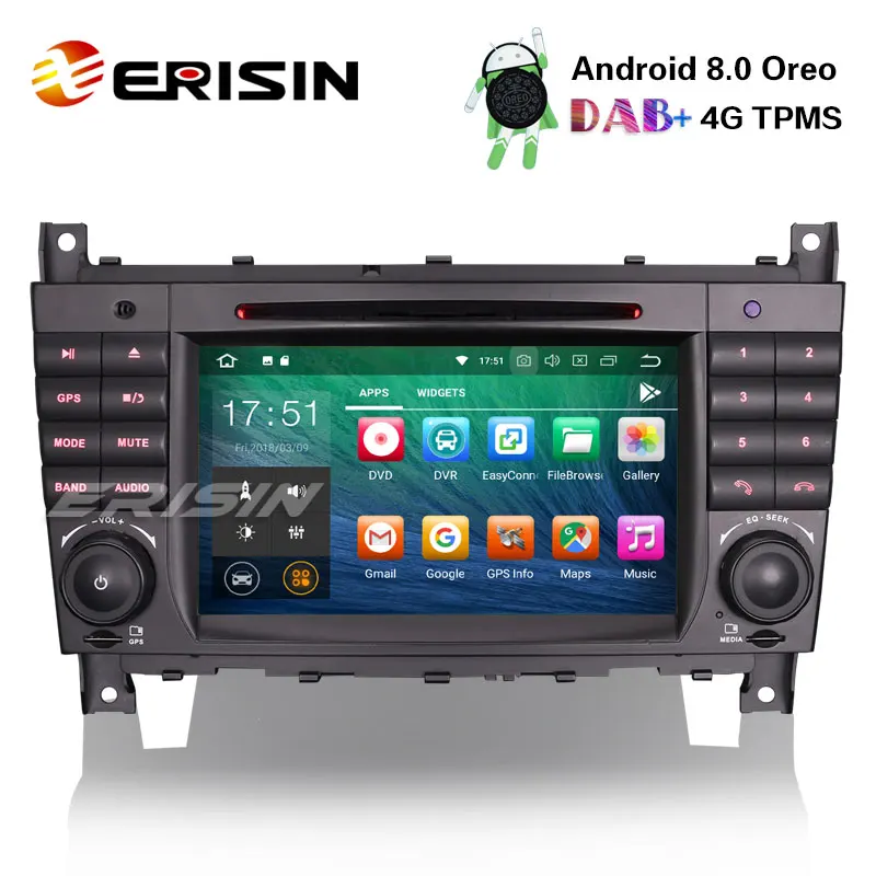 Car DVD Player for Benz C-Class W203 Headunit Multimedia Audio Erisin ES7869C 7" Android 8.0 4G RAM Radio Stereo GPS Navi | Автомобили