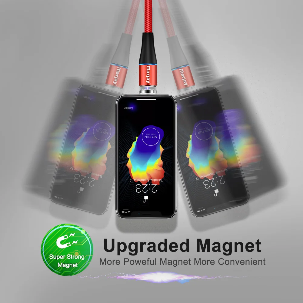 Магнитный usb-кабель Marjay 3A для быстрой зарядки 3,0, кабель Micro USB type-C для iPhone X 8, samsung S9, huawei, Xiaomi, кабель для быстрой зарядки