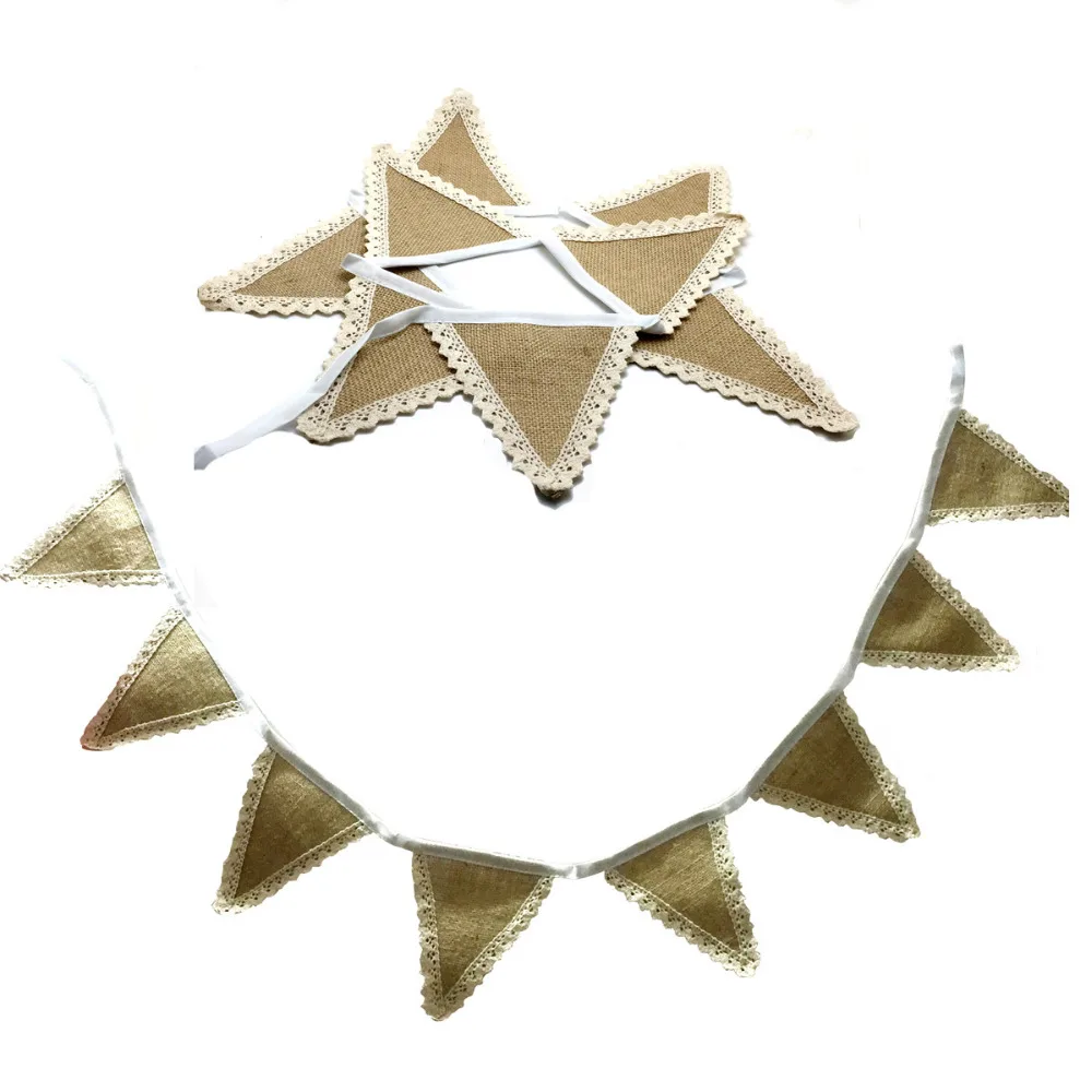 1-6M-8-flags-Wedding-Party-Supplies-Vintage-Banner-Home-Decor-Hessian-Fabric-Bunting-Burlap-Cord