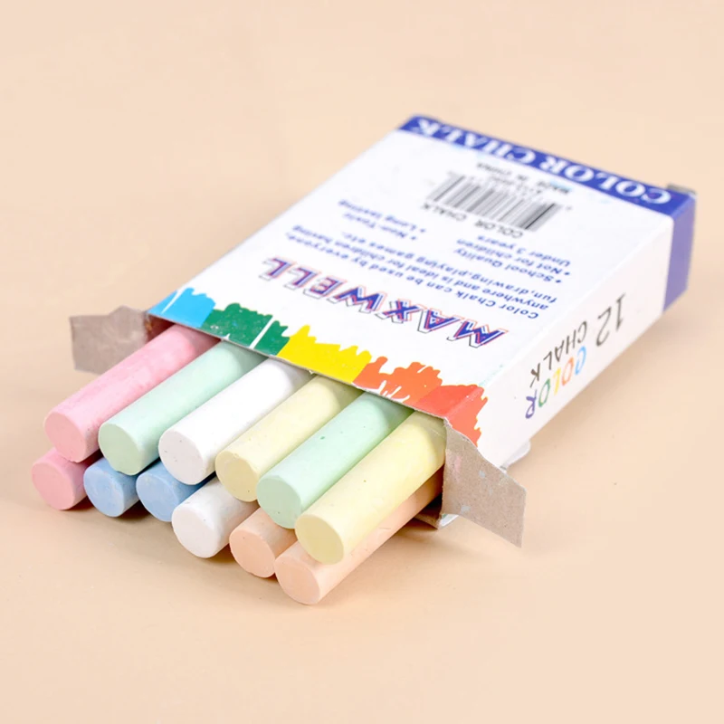 

12 pcs/sets Dustless Chalk Pen Drawing Chalks For Blackboard 5 Colors Stationary Office School Supplies Accessories
