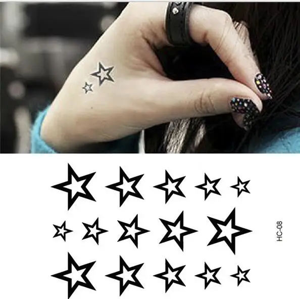 Рука назад водонепроницаемые наклейки Свежий маленький белый пятиконечная Татуировка звезда дизайн для мужчин и женщин HC008