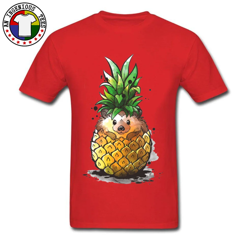  Men's T-Shirt PINEAPPLE-HEDGEHOG Casual Tops & Tees 100% Cotton Round Collar Short Sleeve Fashionable T Shirts Summer Fall PINEAPPLE-HEDGEHOG red