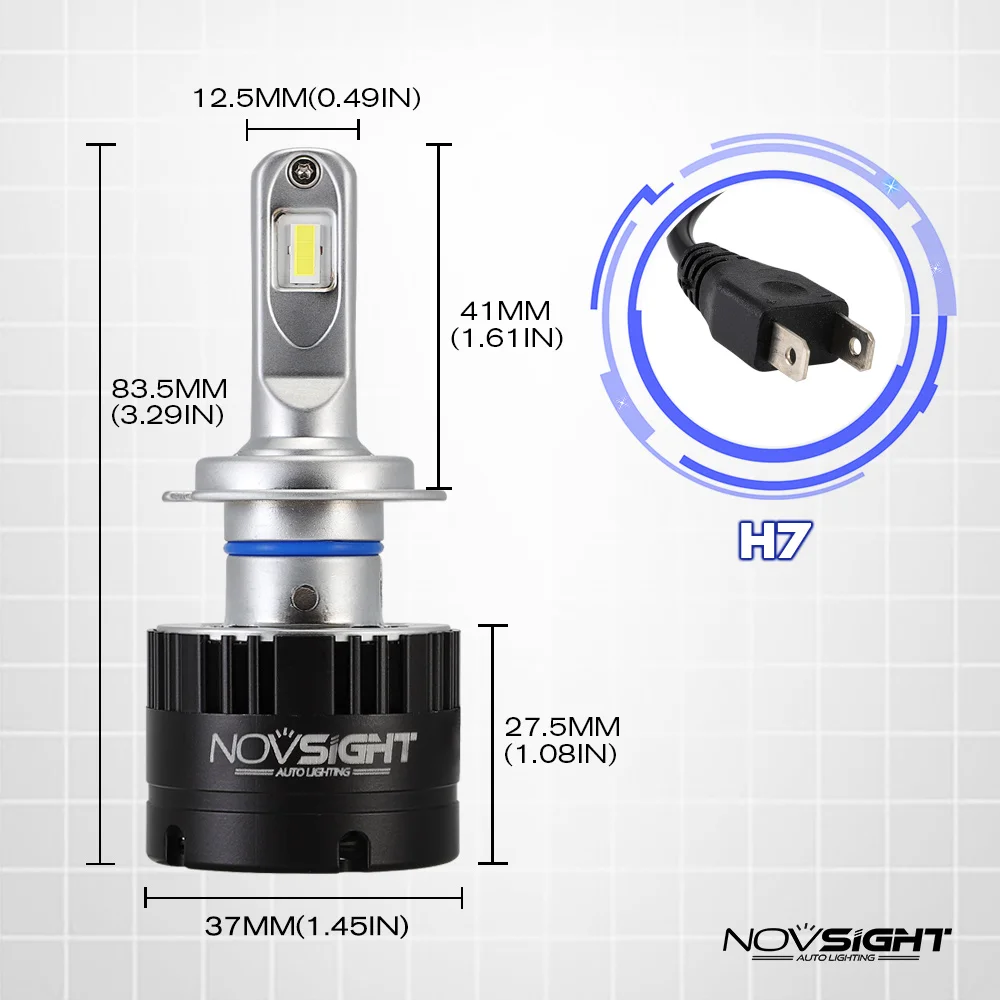 NOVSIGHT 2 шт. автомобильный головной светильник H7 светодиодный 80 Вт 14400LM пара