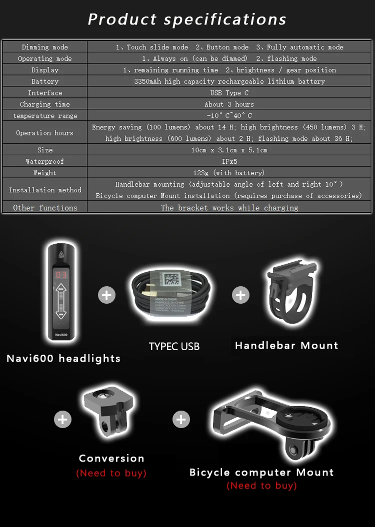 Sale 2018 New Light Smart Headlights Enfitnix Navi600 USB Rechargeable Road Mountain Bike Smart Headlights for Bicycle Accessories 11