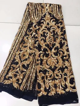 

2017 High Quality African Lace Fabrics/French Net Embroidery Sequins Tulle Lace Fabric For Nigerian Wedding Dress YY088