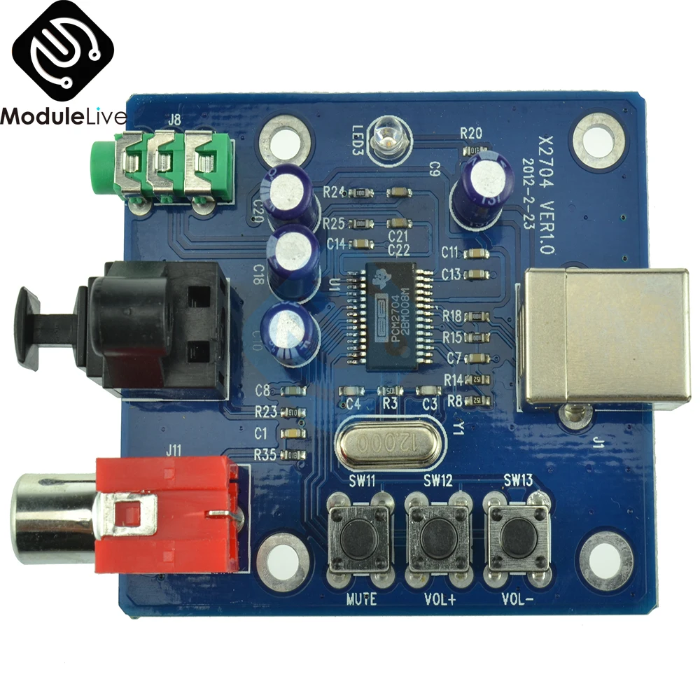 

5V PCM2704 USB DAC to S/PDIF Sound Card Output F/PC 2 Channel Analog Output USB interface Decoder Board Module
