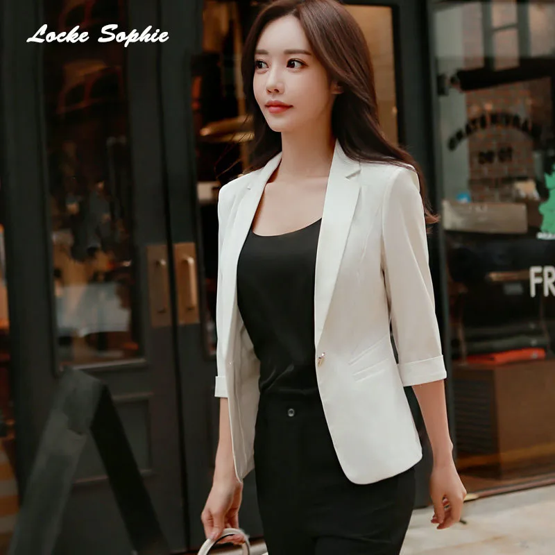 1pcs Women's Plus size Slim fit Blazers coats 2019 Summer Fashion cotton blend Small Suits jackets ladies Skinny Blazers Suits