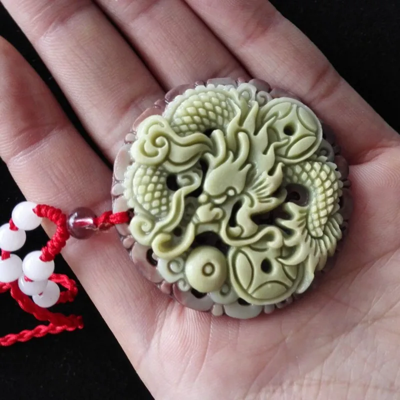 

Pure hand carved dragon play pearl pendant Male style restoring ancient ways collocation bead string necklace