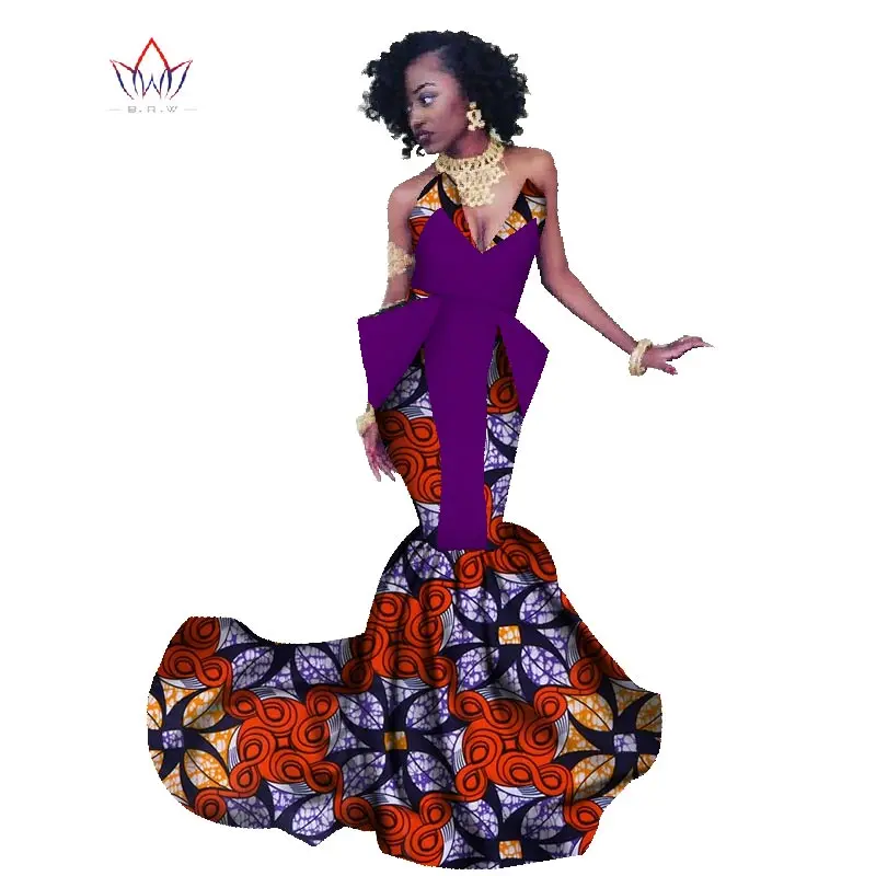 Летнее женское платье для Для женщин Русалка Длинные платья Формальные Анкара модное платье в африканском стиле из хлопчатобумажной ткани с принтом воск платье WY1300 - Цвет: 1
