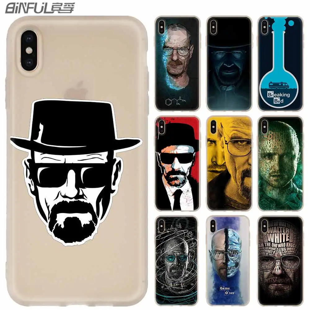 Силиконовый мягкий чехол для iPhone 13 11 12 Pro X XS Max XR 8 7 6 Plus SE Coque Breaking Bad желтый на черном