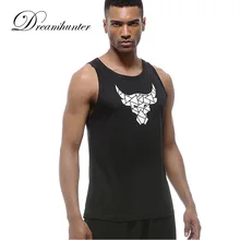 Мужская майка с принтом для фитнеса, быстросохнущая компрессионная майка без рукавов, майка для бега, мужские топы