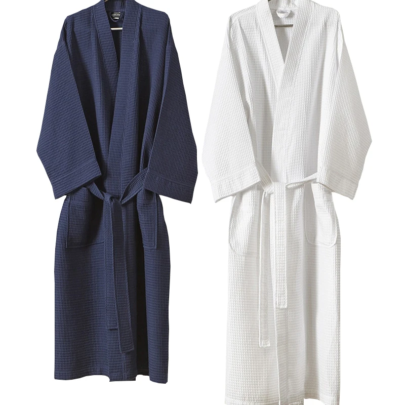 Classic 100 Cotton Mens Kimono Waffle Bath Robe Men Sexy Summer Robes