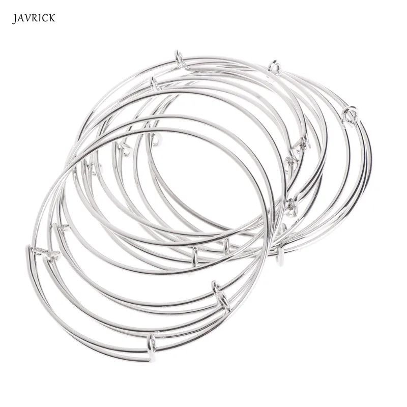 

10 Pcs Women's Silvery Adjustable Expandable Bangle Wire Wrapped Wrist Bracelet
