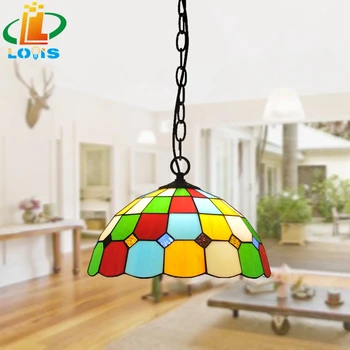 

Color fashion simple chandelier Tiffanylamp glazed restaurant cafe bar modern single head personality LED lighting hanglampen