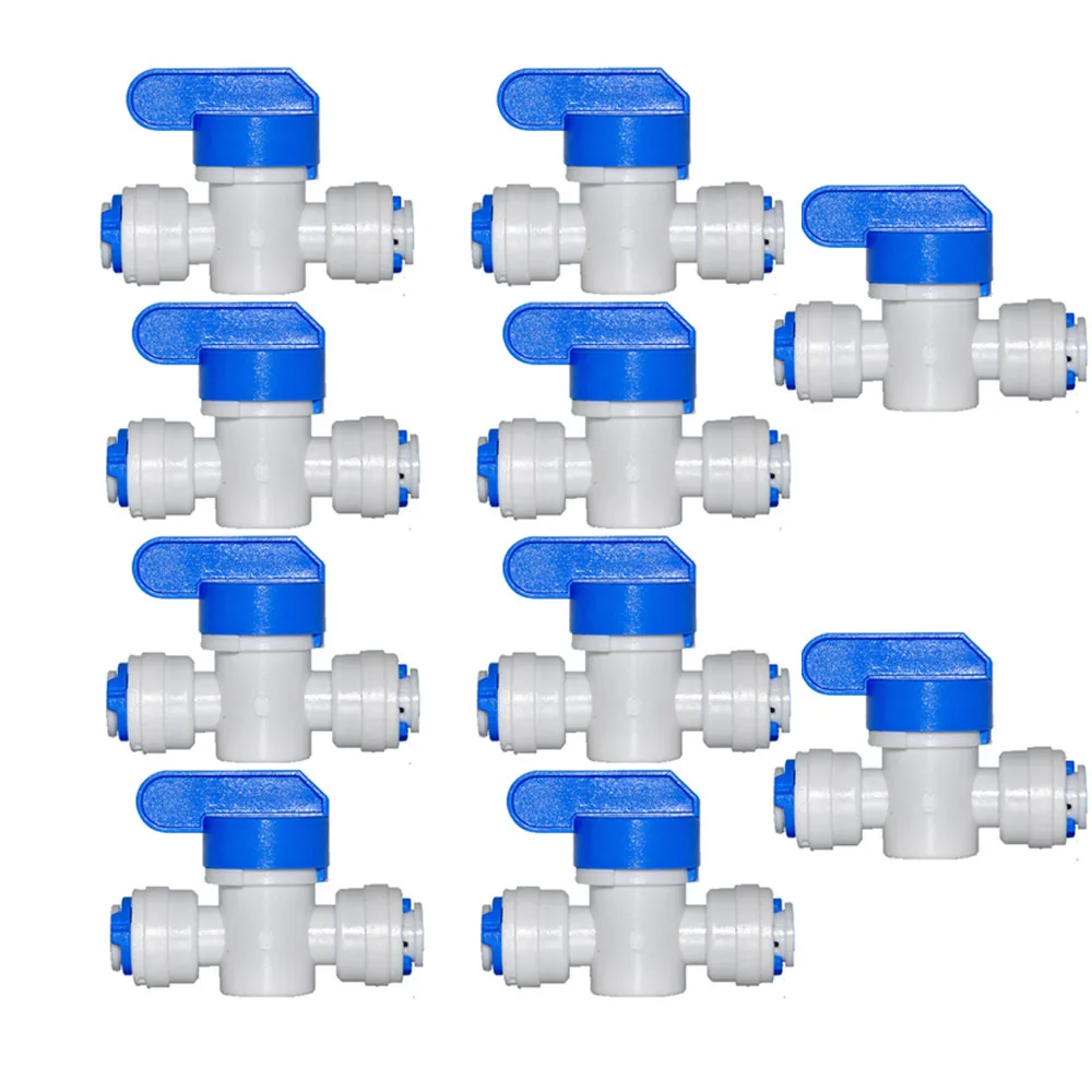 

10 PCS OD 3/8"Ball valve switch Quick connection 3/8 inch quick union on-off direct connection RO Water purifier pipe fitting