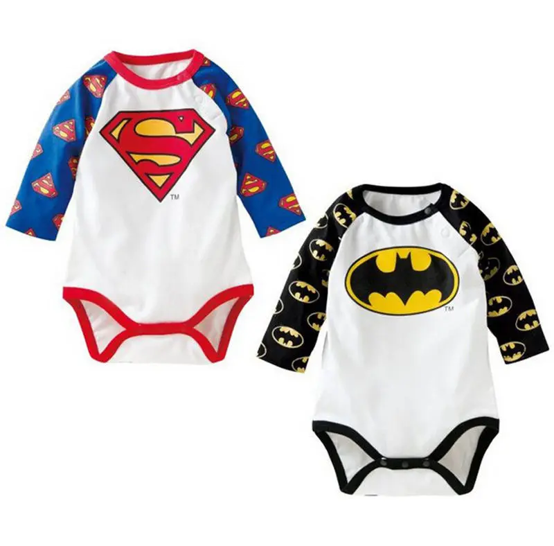 Детские костюмы, Ropa Bebe, хлопковые детские комбинезоны с длинными рукавами с изображением Супермена, Бэтмена, Одежда для новорожденных мальчиков, детская одежда на день рождения