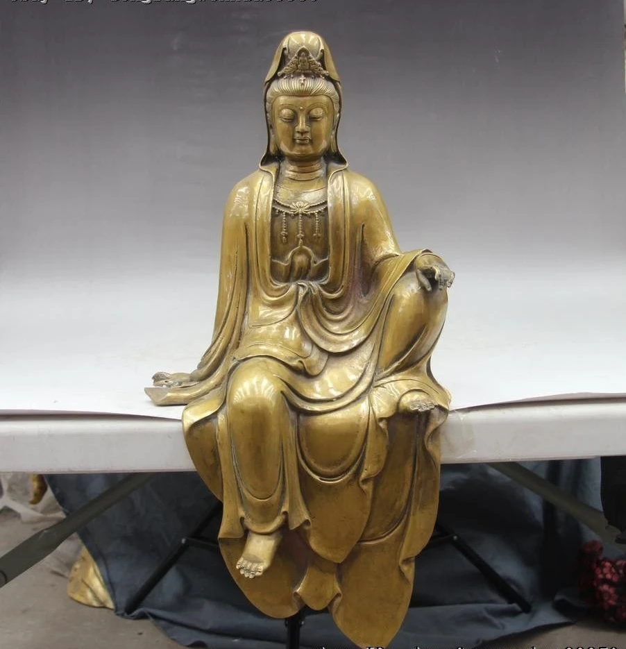 Тибетский храм буддизм латунь Kwan-Yin Guanyin Quan Yin статуя бодхисаттвы богиня | Дом и сад