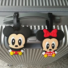 Travel Accessories Cartoon Mickey Minnie Silica Gel Luggage Tag Label Suitcase ID Address Holder Women Portable Baggage Boarding