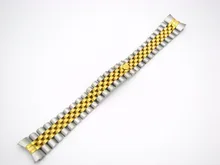 CARLYWET 20mm 316L Stainless Steel Jubilee Silver TwoTone Gold Wrist Watch Band Strap Bracelet Solid Screw Links Curved End