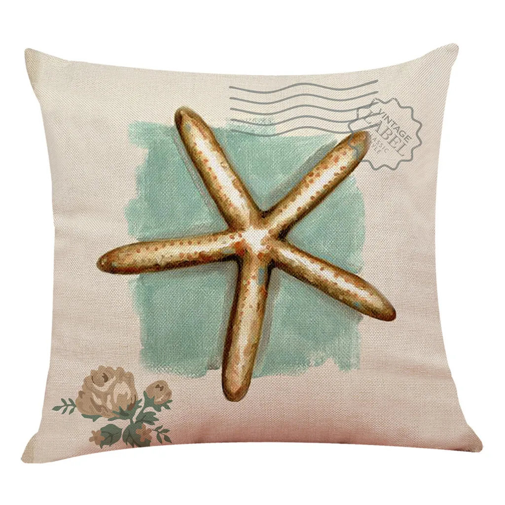 

Marine Life Pattern Cushion Cover Starfish Seahorse Printed Polyester Pillow Case Decoration Home Throw Pillow Cover drop ship41