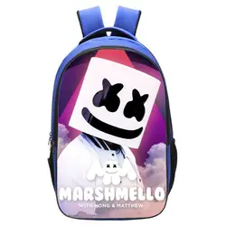 Горячая DJ Marshmello Guy школьная сумка для подростков мальчиков и девочек детский персональный школьный Зефир лицо улыбка хип-хоп веселый рюкзак