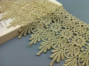 

3 yard 9.5cm 3.74" wide shinny gold embroidery bridal wedding tapes lace trim ribbon nu4s6 free ship