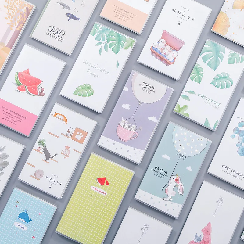 

48K Cartoon Flamingo Cat Notebook School PVC Sleeve Portable Books Horizontal Line Page Kawaii Notepad For Kids Diary Stationery