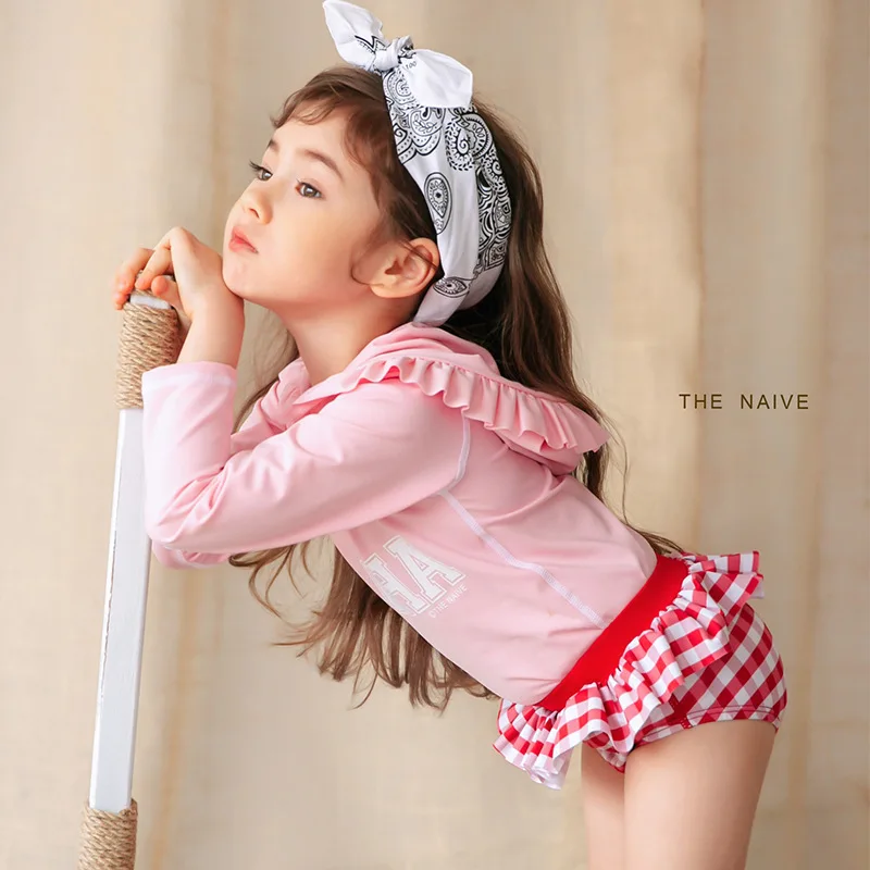 Детские купальники для девочек, коллекция года, одежда, купальный костюм для маленьких девочек, детская одежда с защитой от сыпи, детская одежда в Корейском стиле, Chao Xia Long