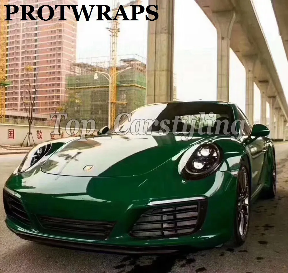Dark army green gloss shiny car wrap film 3M vivide hexis glossy  (3)