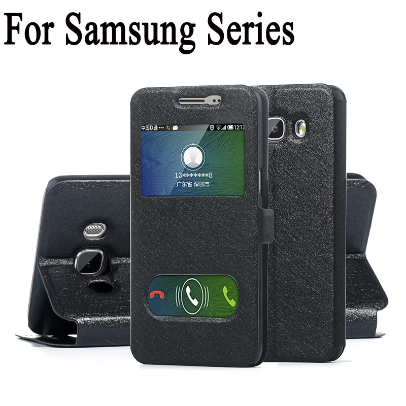 Кожаный флип чехол для samsung Galaxy S8 Plus S7 Edge S6 A3 A5 2017 J5 J1 mini 2016 с окошком и подставкой|case