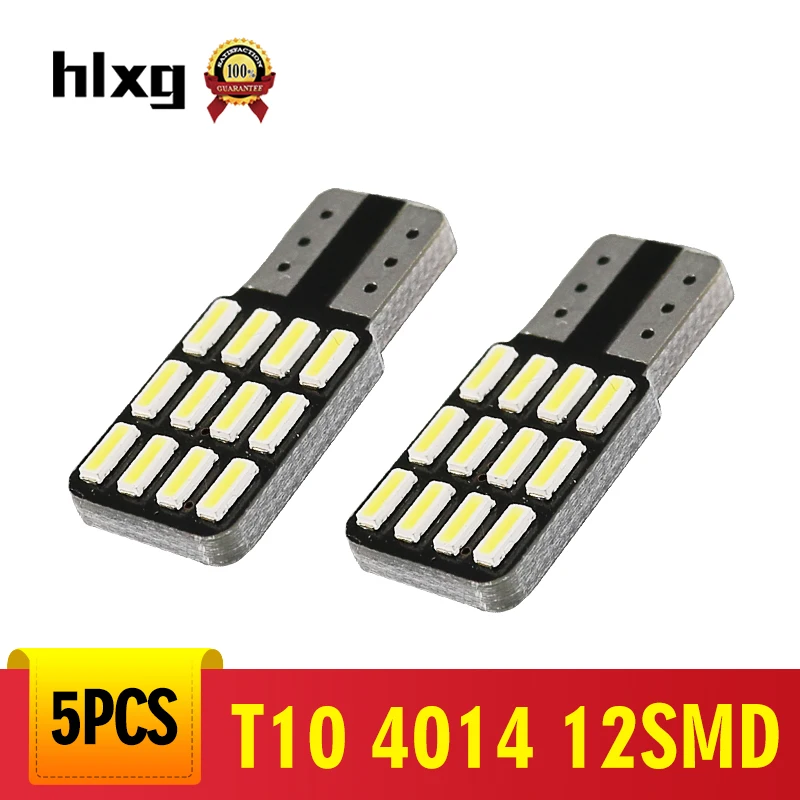 

hlxg 5PCS T10 Canbus W5W 4014 SMD LED Wedge Light Plate License 168 194 2825 Bulbs ERROR FREE Car Side Wedge Light