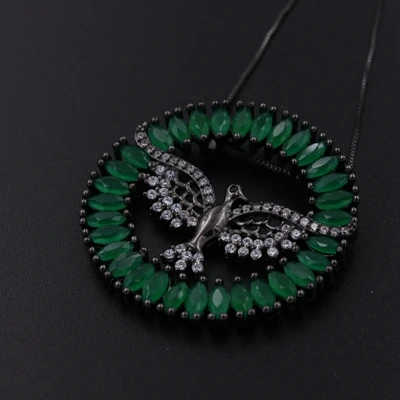 Новое ожерелье с подвеской высокое качество кубический циркон микро проложили круглые черные покрытые птицы Ожерелье Модные ювелирные изделия для женщин Подарки - Окраска металла: milky green