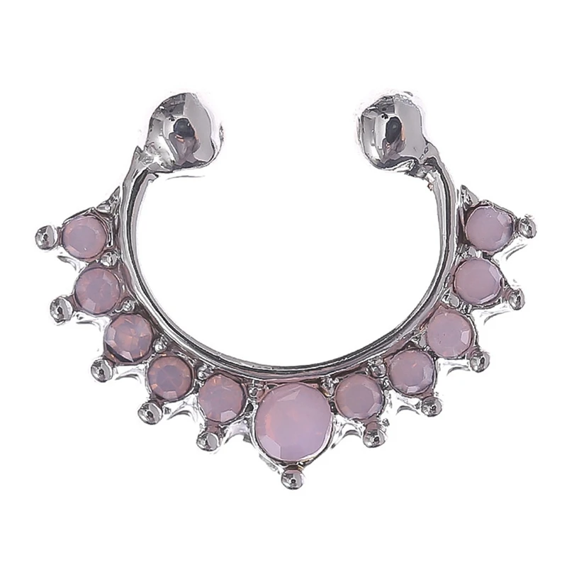 

Black Crystal Fake Septum Piercing Nose Ring Hoop nose For Women Faux Body Clip Rings non Body Jewelry wholesale