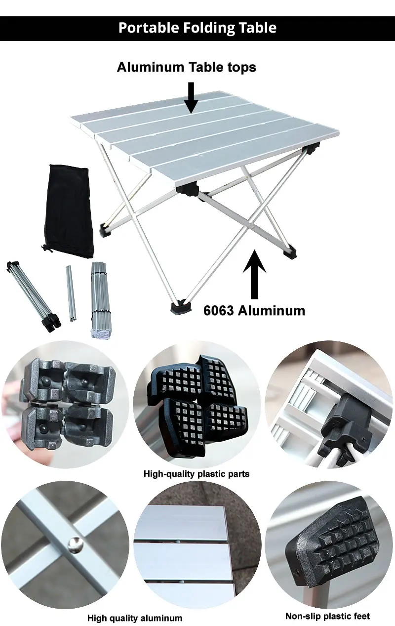 Портативный Складной Стол Премиум алюминиевый походный столик для столовой и приготовления пищи, пеших прогулок, кемпинга, пикника, пляжа, улицы