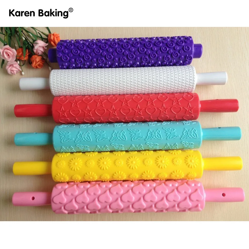6set Different Type Embossing Rolling Pin Cake Decorating Fondant