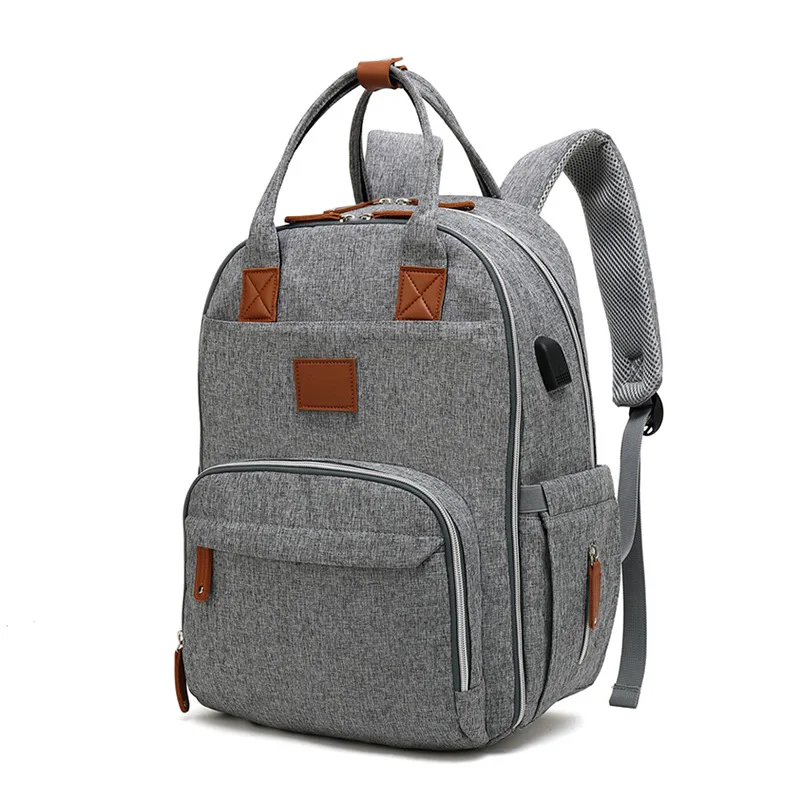  Bolsa de pañales para bebé con interfaz USB grande bolsa de pañales para bebé mamá maternidad mochi