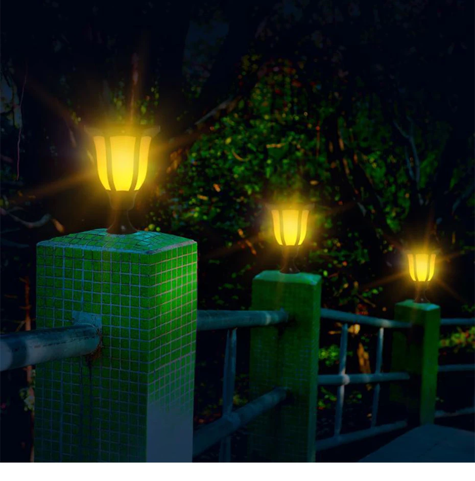 Светодиодный фонарь светильник на солнечной батарее, датчик пламени, настенный светильник, водонепроницаемый уличный фонарь, мерцающий солнечный светильник для газона, уличный светильник для сада