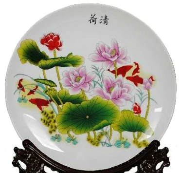 

Exquisite Chinese Handmade Ceramic Plate Painted With Beautiful Lotus