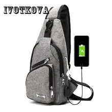 IVOTKOVA USB дизайн нагрудная сумка для мужчин и женщин Мужская сумка через плечо Новые Нейлоновые мужские сумки сумка на плечо Повседневный дорожный кошелек