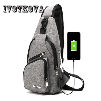 

IVOTKOVA USB Design Chest bag Men Women Male Crossbody Bag New Nylon Men's Handbags Shoulder Bag Casual Travel Purse