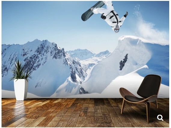 カスタム風景壁紙 スノーボードにジャンプ高山 3d壁画リビングルームベッドルームのテレビの背景防水壁紙 Landscape Wallpaper Waterproof Wallpapercustom Landscape Aliexpress