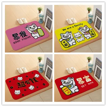 

Fortune Cat Door Mat Entrance Floor Mat Home Decor Toilet Rug Soft Bedroom Carpets Bedside Rugs Outdoor Carpet