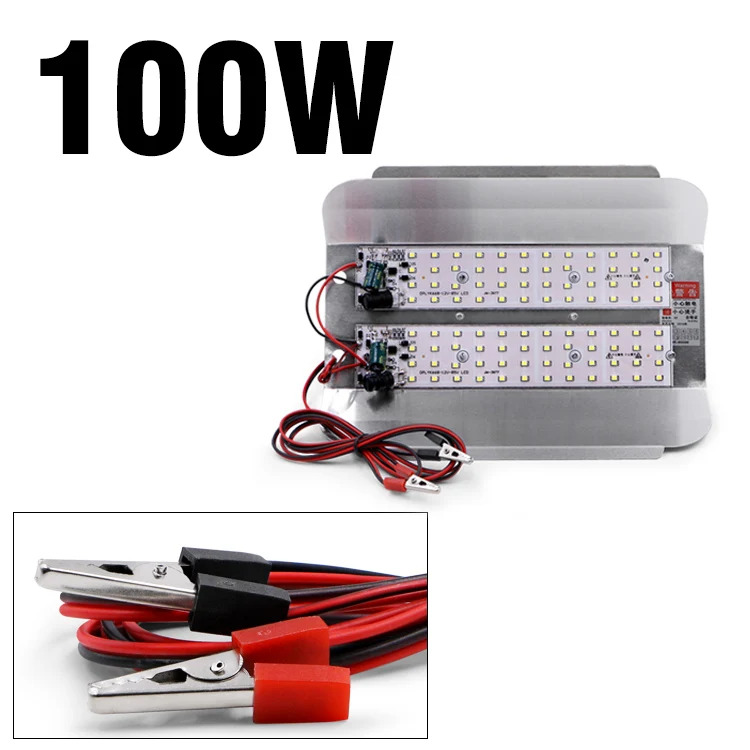 EnwYe 50 Вт 100 Вт светодиодный йодид-Вольфрамовая Лампа прожектор 12-85 В постоянного тока Светодиодный прожектор отражатель светодиодный наружное освещение садовый светильник - Испускаемый цвет: 100W Clip wire