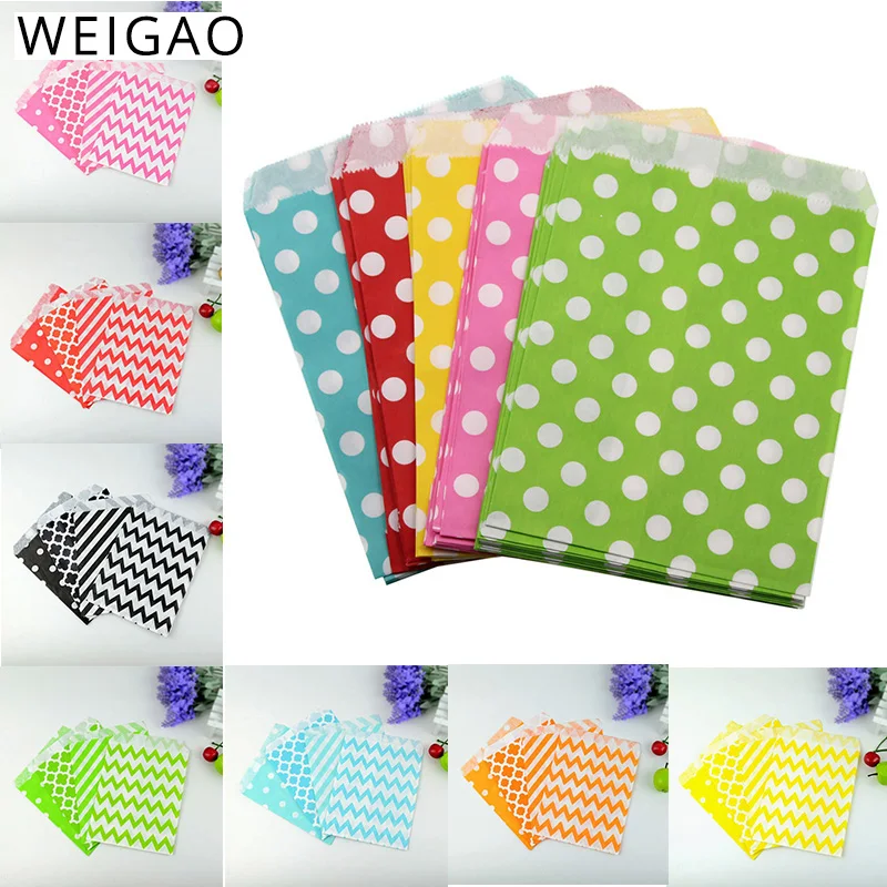 

100Pcs Mix Design Paper Candy Buffet Bags Treat Bag for Halloween Christmas Wedding Birthday Party Event Party Supplies Gift Bag