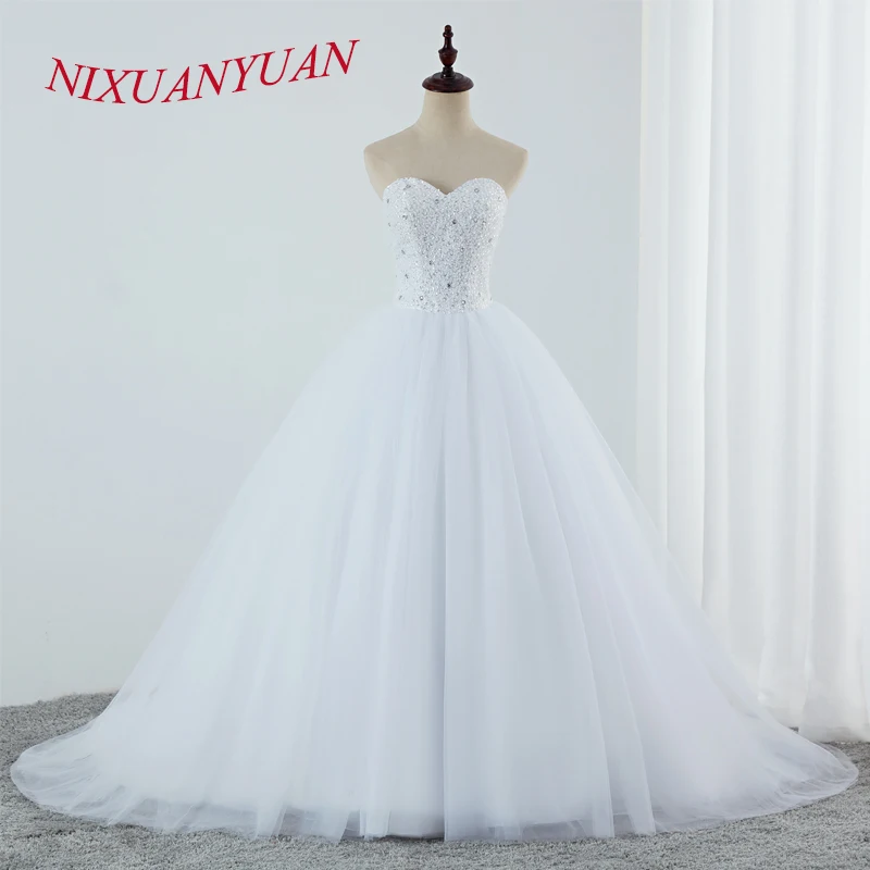 NIXUANYUAN, роскошное бальное платье с бисером, свадебные платья,, милое, плюс размер, свадебные платья, простое, vestido de novia