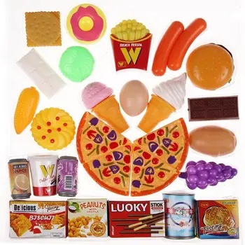 

32X Pizza Cookies Hotdog Party Fast Food Cooking Cutting Play Set Toy Kids