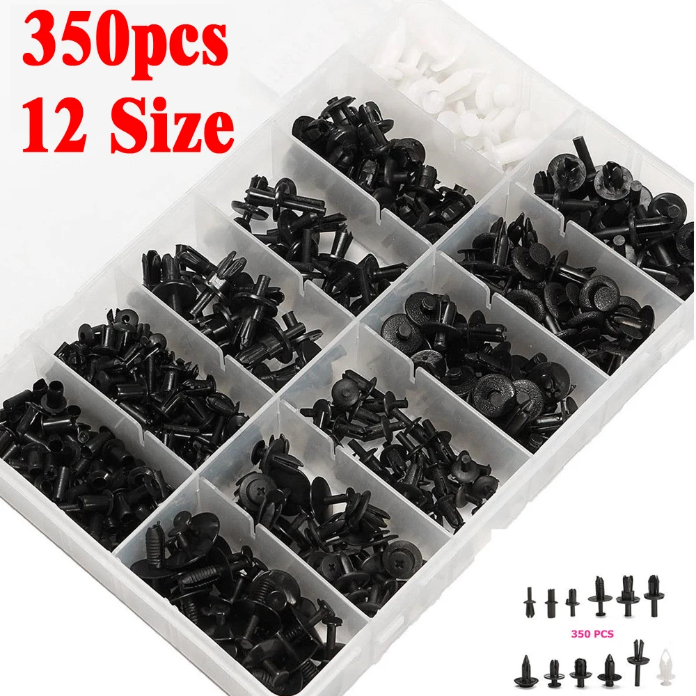350PCs/Set 12 Size Auto Car Fastener Clips Push Pin Rivet Trim Clip
